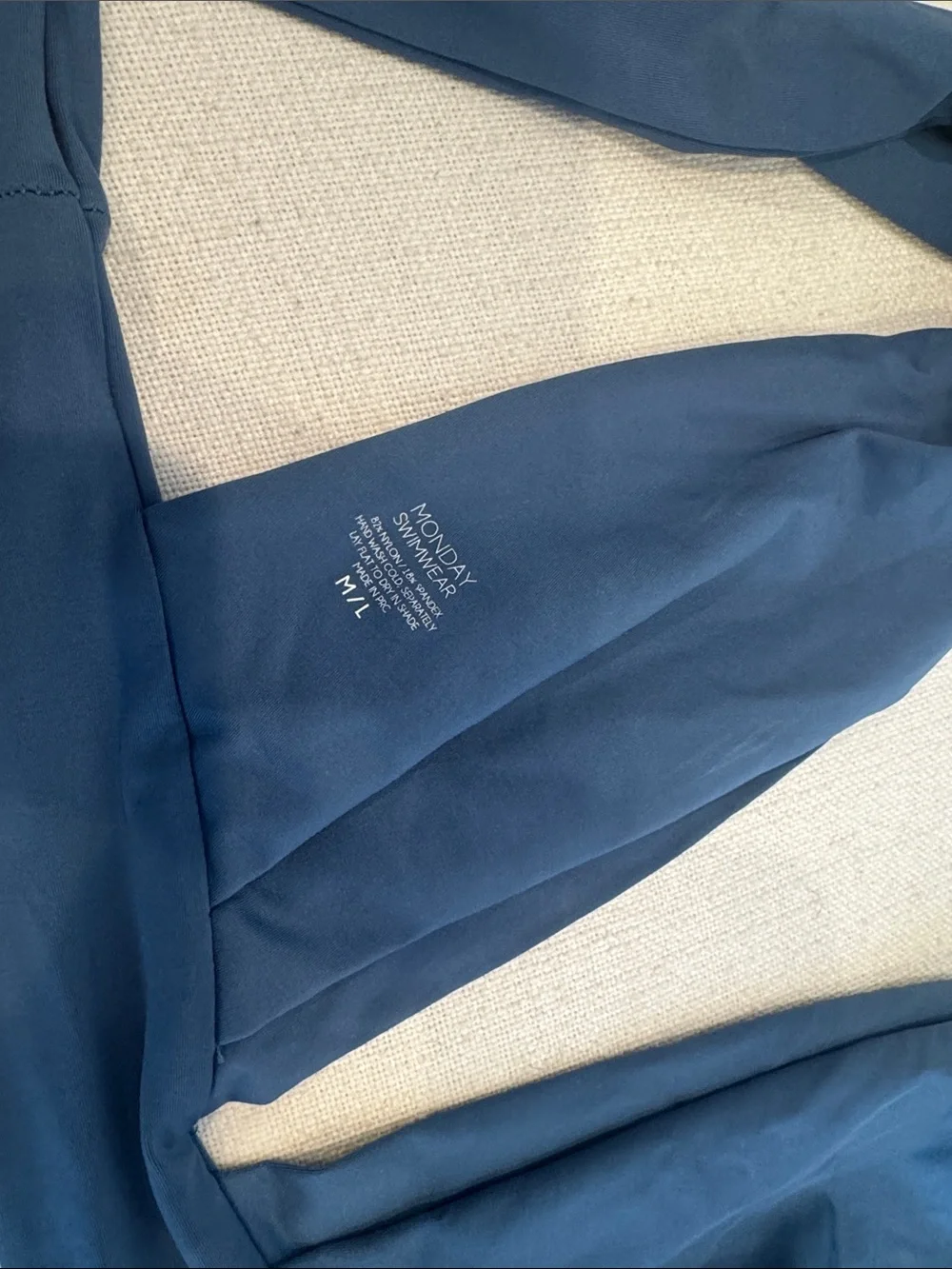 MONDAY SWIMWEAR Navy Blue Crop Top with Long Ties